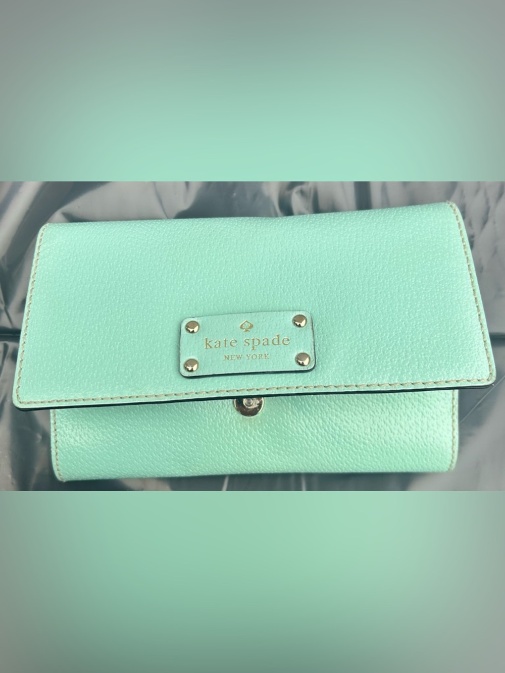 Kate Spade Mint Green Wallet Crossbody | Aqua Leather Clutch Purse